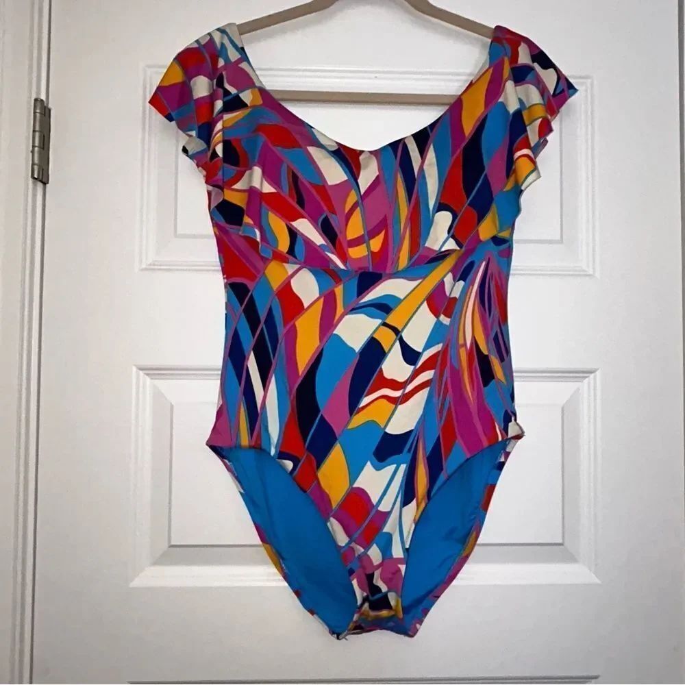Trina Turk Ruffle Rio Off Shoulder One Piece Swimsuit